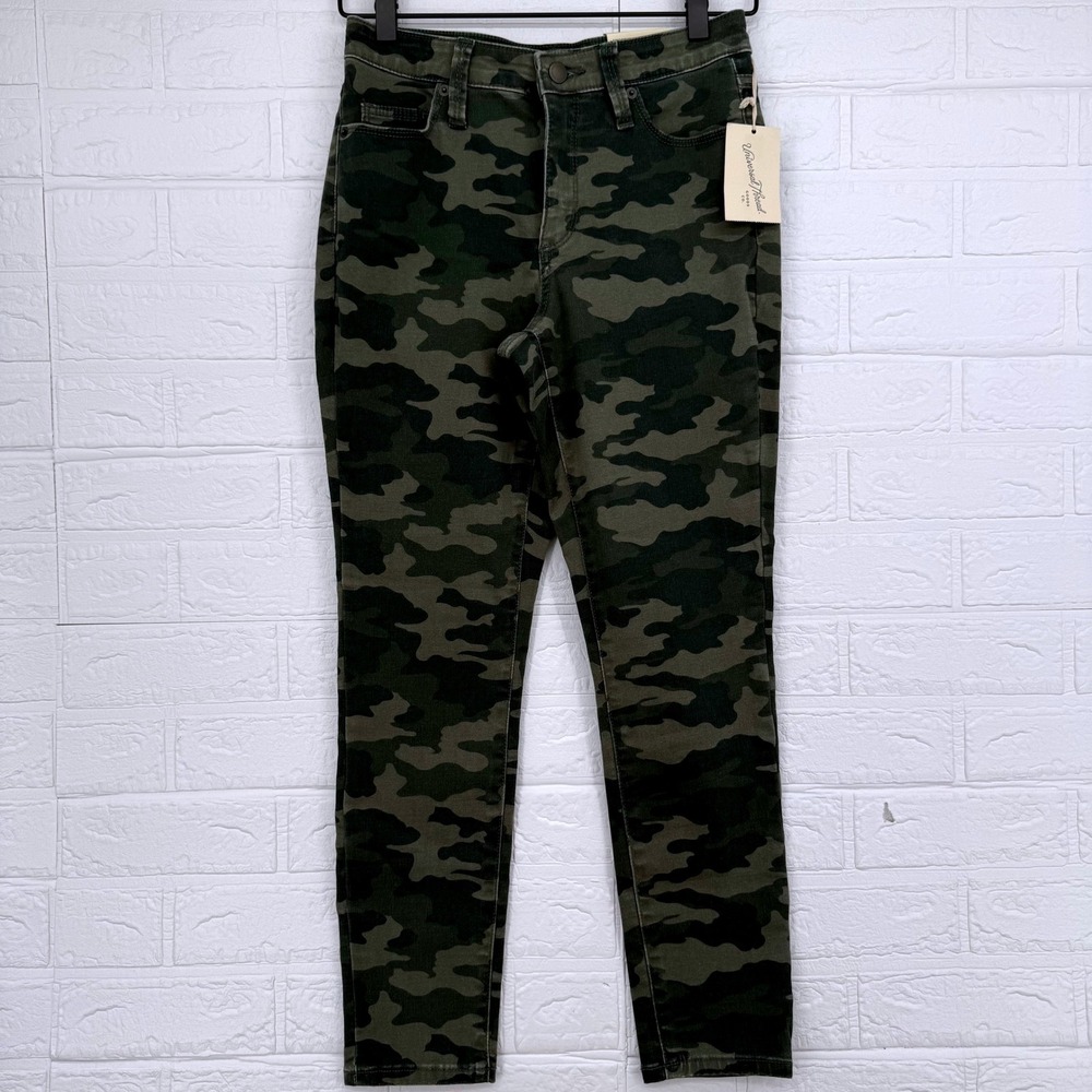 Universal Thread Skinny Pants Womens 2 Green Camo High Rise Crop Stretch